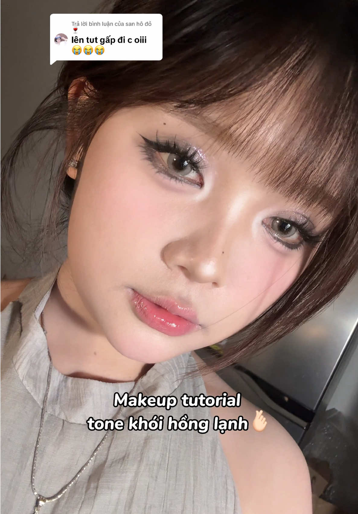 Trả lời @san hô đỏ🍷 Tut chiếc makeup này đến đây ạaa, eo mắt khói đi dí hồng lạnh nó dịuuuuu🫰🏻 #makeuptutorial #goclamdep 