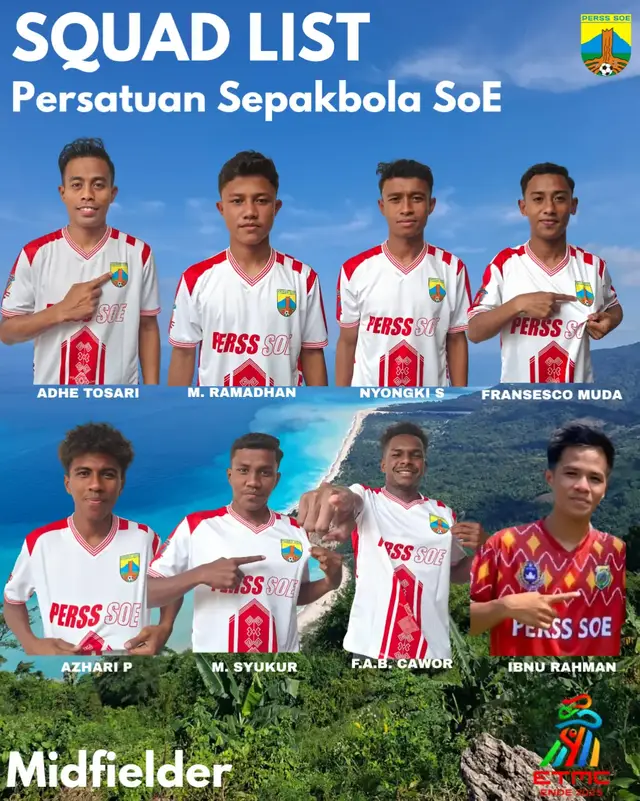 MIDFIELDER 1. ADHE RAHMAN TOSARI (C) 2. M. RAMADHAN 3. NYONGKI STEFANUS 4. FRANSESCO MUDA 5. AZHARI P 6. M. SYUKUR 7. F.A.B. CAWOR 8. IBNU RAHMAN API KELUAR🔥🔥🔥