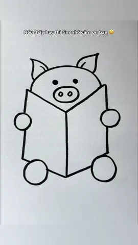 Cách vẽ con heo đọc sách bắt đầu từ 1 chữ Y 🐽 #thienmink1 #artist #drawing #pig #vetranh