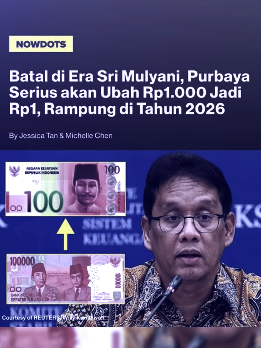 Menteri Keuangan Purbaya Yudhi Sadewa serius dalam rencana menyederhanakan mata uang rupiah atau redenominasi, yang secara efektif akan mengubah nilai Rp 1.000 menjadi Rp 1.  Rencana ini bukan sekadar wacana, melainkan telah masuk dalam kerangka regulasi yang sedang disiapkan oleh Kementerian Keuangan melalui penyusunan Rancangan Undang-Undang (RUU) tentang Perubahan Harga Rupiah.  Beberapa poin penting terkait rencana ini: Tujuan: Redenominasi bertujuan untuk menyederhanakan pecahan mata uang untuk membuat transaksi keuangan lebih efisien, tanpa mengurangi nilai riil mata uang atau daya beli masyarakat. Target Waktu: Penyusunan RUU dan proses terkait ditargetkan rampung pada tahun 2027. Payung Hukum: Rencana ini tertuang dalam Peraturan Menteri Keuangan (PMK) Nomor 70 Tahun 2025 tentang Rencana Strategis Kementerian Keuangan Tahun 2025-2029.  Redenominasi berbeda dengan sanering (pemotongan nilai mata uang yang disertai penurunan daya beli, biasanya karena kondisi krisis ekonomi). Rencana Purbaya adalah penyederhanaan nominal dalam kondisi ekonomi yang stabil. #RedenominasiRupiah #EkonomiIndonesia #BeritaTerkini #FYPIndonesia #ViralTikTok