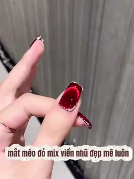 mắt mèo đỏ hót hot #nail #xuhuongnail #nailhottrend #naildouyin 