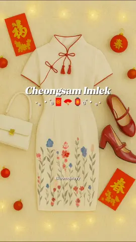 ✨ Sentuhan elegan dengan nuansa Imlek yang lembut — simpel tapi memikat. ❤️🧧 #cheongsam #dress #chinesenewyear #ootdimlek #imlek2026 