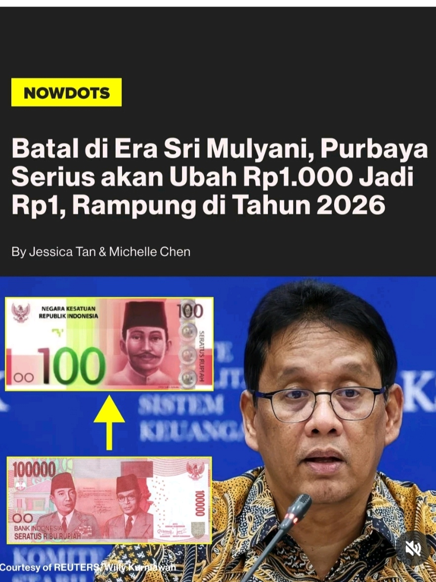 Rupiah bakal dipangkas nolnya? 😱 Dari Rp1.000 jadi Rp1 mulai 2026! prst@yura.4sik.sekali  #purbaya #rupiah #indonesia #information #news 
