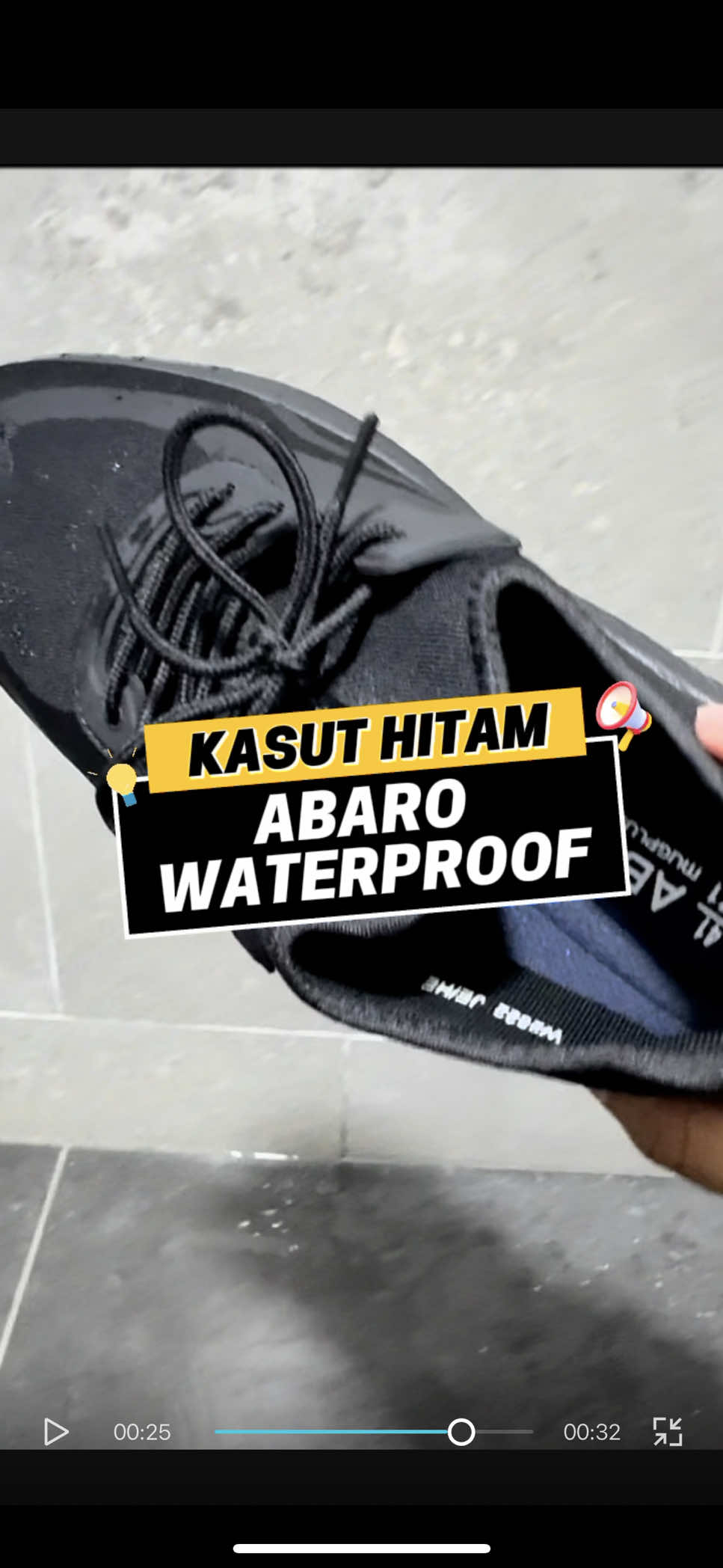 Yang mencari kasut hitam, serius boleh dapatkan kasut hitam abaro yang ni waterproof. Recommended. #kasuthitam #abaro #kasuthitamabaro #kasutabaro #kasutabarowaterresisstant 