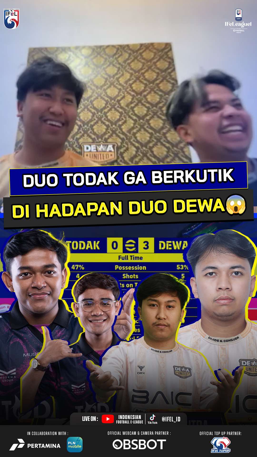 DUO DEWA UNITED BERHASIL MEMBUAT DUO TODAK TIDAK BERKUTIK👀😱 #ifel #ifelditiktok #ifeleague1 #efootball #stepupshowupstandout 