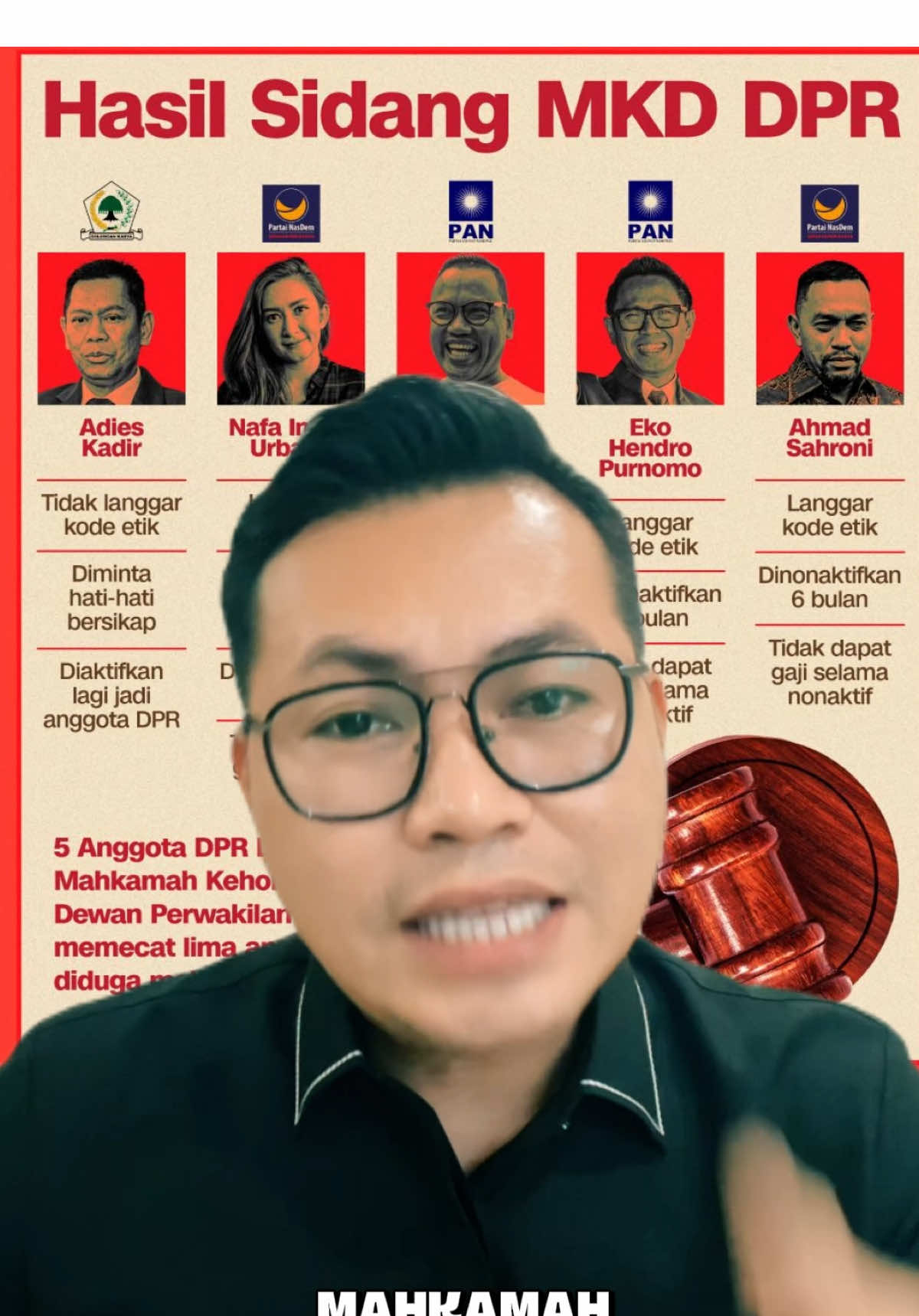 5 Anggota DPR itu sudah menjalani sidang di MKD. Tak perlu diributkan lagi. Mari kita ambil hikmahnya. #dpr #mkd #syahroni #uyakuya #fyp 