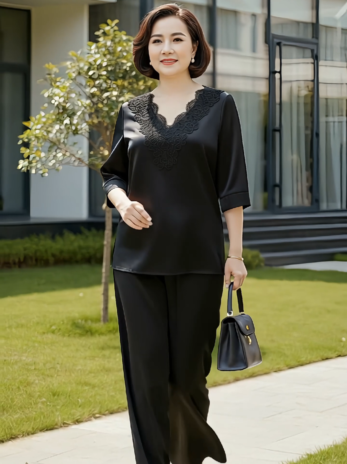 Đồ bộ mặc nhà thêu họa tiết hoa lá. #bodotrungnien #thoitrangtrungnien #bodomacnha #linhlinhshop17 #xuhuong2025 