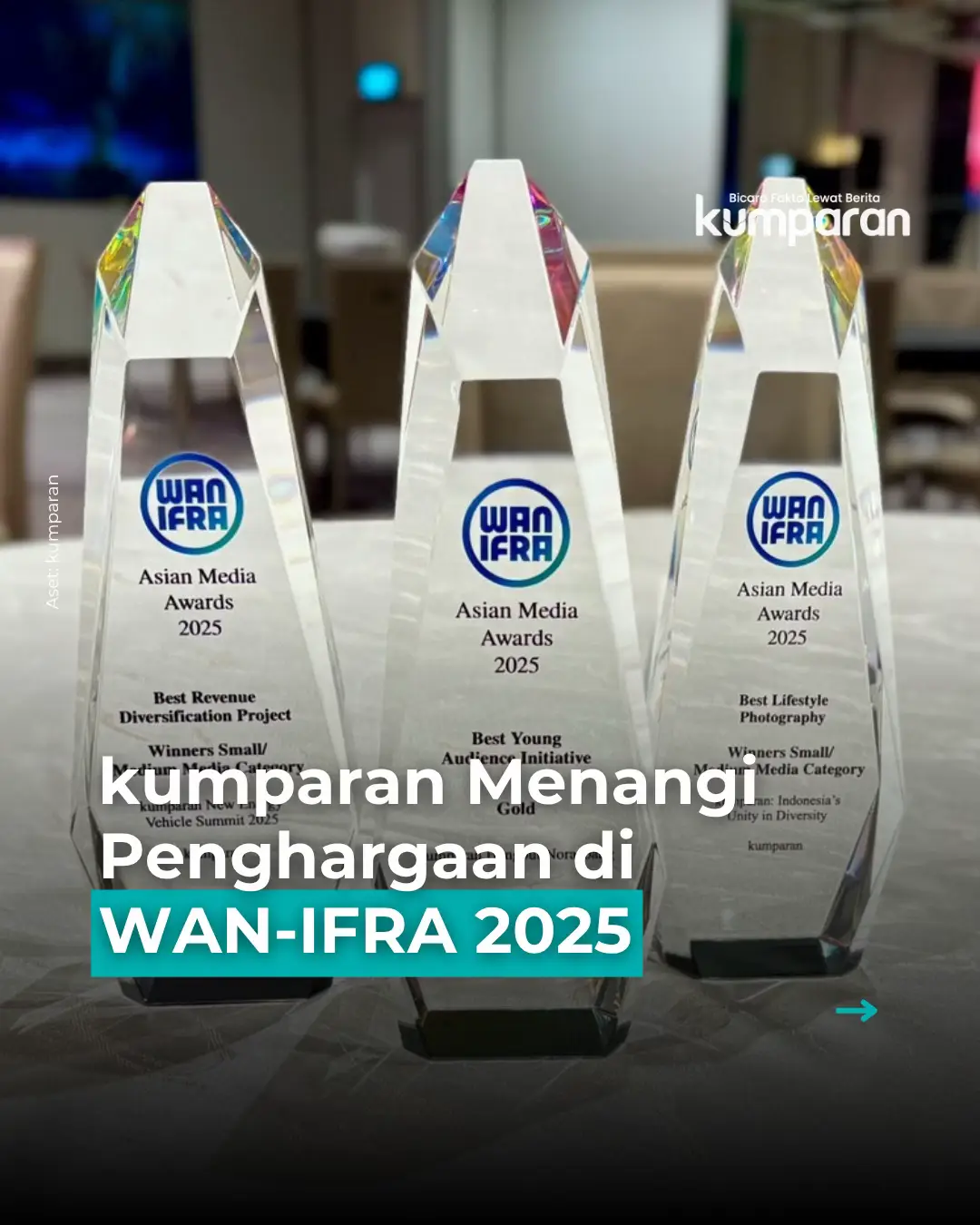 Kemenangan kumparan di ajang internasional, satu semangat yang sama yaitu menghadirkan inovasi media yang relevan dan berdampak✨ Mulai dari membangun komunitas muda lewat Hangout Noraebang, memperluas kolaborasi lintas sektor lewat New Energy Vehicle Summit, hingga menampilkan keberagaman Indonesia lewat karya foto “A Living Portrait of Indonesia’s Unity in Diversity”, kemenangan ini jadi bukti bahwa inovasi kumparan terus hidup di berbagai bentuk. Selengkapnya di kum.pr/wanifra2025. #engagement #intcom #am #esaifoto #wanifra #asianmediaawards #digitalmedia #mediainovatif #bicarafaktalewatberita #kumparan
