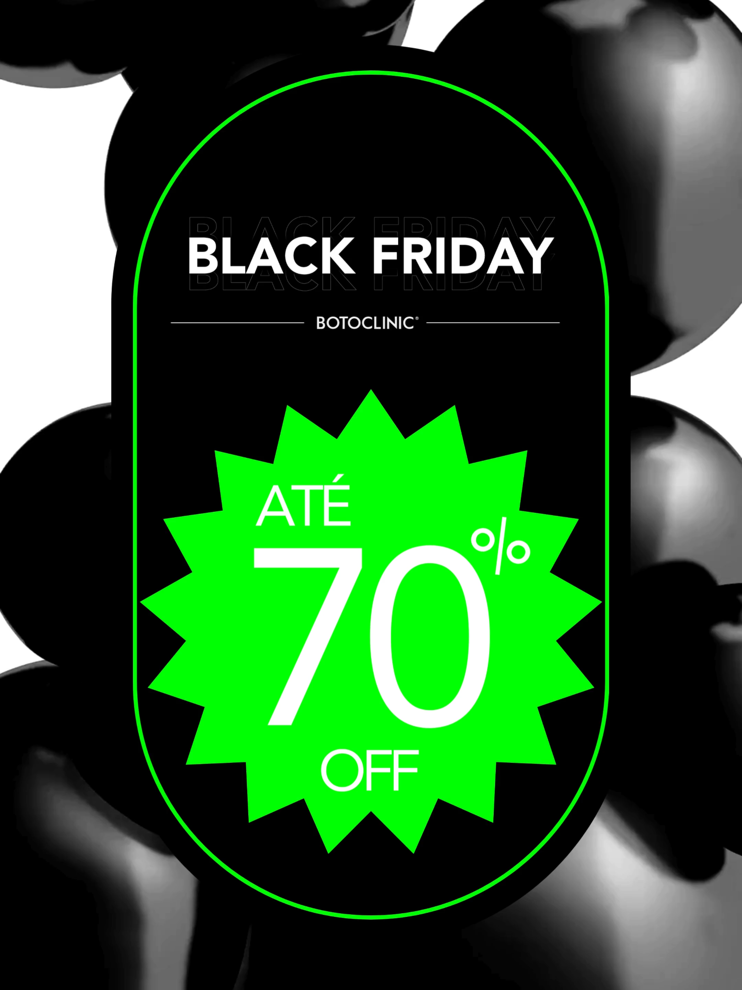 Resultado nunca esteve tão perto.​  Até 70% OFF  em todos os protocolos da Botoclinic.​ ​  Sem exageros, sem promessas milagrosas, só tecnologia, técnica e pele real.​ Quem entende de beleza, não espera.​ ​ ​ #BlackFridayBotoclinic #CuidadoReal #BelezaComPropósito #PeleBemCuidada #ResultadosReais