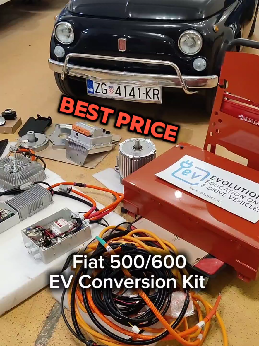 Fiat 500/600/126p EV Conversion Kit 15/30kW PMSM 12kWh LiFePO4  #evconversion #fiat500 #fiat126  #fiat600 #classiccar 
