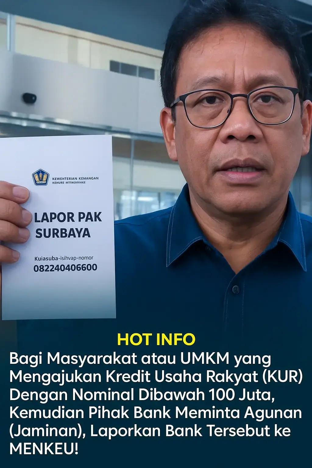 💥 HOT INFO untuk pelaku UMKM! Program Kredit Usaha Rakyat (KUR) yang digagas pemerintah sebenarnya ditujukan untuk membantu masyarakat kecil dan pelaku Usaha Mikro, Kecil, dan Menengah (UMKM), agar bisa mendapatkan akses pembiayaan tanpa harus terbebani syarat berat seperti agunan atau jaminan tambahan. Sayangnya, masih banyak laporan di lapangan yang menunjukkan bahwa sejumlah bank penyalur justru meminta jaminan, bahkan untuk pinjaman dengan nominal di bawah 100 juta rupiah. Padahal, aturan pemerintah dengan tegas menyatakan bahwa KUR dengan plafon di bawah atau sama dengan 100 juta rupiah tidak boleh disyaratkan agunan tambahan. Kesadaran masyarakat terhadap aturan ini menjadi penting agar tidak ada lagi pelaku usaha kecil yang dirugikan oleh praktik perbankan yang menyimpang dari kebijakan. Menurut kurekon, untuk pembiayaan KUR hingga 100 juta rupiah tidak dipersyaratkan adanya agunan tambahan. Artinya, satu-satunya jaminan yang cukup adalah kelayakan usaha dan kemampuan calon debitur dalam mengelola bisnisnya. Ketentuan ini juga ditegaskan dalam Peraturan Menteri Koordinator Bidang Perekonomian Nomor 1 Tahun 2023 yang menyebutkan bahwa agunan tambahan hanya berlaku bagi debitur yang mengajukan KUR dengan plafon di atas 100 juta rupiah. Dengan kata lain, jika bank tetap meminta jaminan untuk pinjaman di bawah angka tersebut, maka tindakan itu sudah menyalahi kebijakan resmi pemerintah dan dapat dikenai sanksi administratif sesuai ketentuan. Sejalan dengan hal itu, menurut moneykompas, pemerintah melalui Kementerian Koperasi dan UKM menegaskan agar bank penyalur tidak melanggar ketentuan tersebut. Menteri Koperasi dan UKM bahkan menyampaikan peringatan keras dengan mengatakan bahwa, kalau ada bank yang meminta agunan untuk KUR di bawah 100 juta rupiah, maka subsidi bunga bagi bank tersebut tidak akan dibayarkan oleh pemerintah. Kutipan itu menunjukkan sikap tegas pemerintah terhadap bank yang tidak menjalankan kebijakan KUR sesuai peraturan. Langkah ini juga menjadi bentuk perlindungan terhadap masyarakat kecil yang selama ini menjadi sasaran utama program KUR. Kenyataannya, masih banyak kasus di lapangan di mana masyarakat atau pelaku usaha kecil terpaksa menyerahkan jaminan berupa surat kendaraan, sertifikat tanah, atau aset pribadi lainnya hanya untuk mendapatkan pinjaman KUR di bawah 100 juta rupiah. Bisa dibilang praktik ini masih sering terjadi karena banyak nasabah yang belum mengetahui aturan bahwa KUR kecil tidak memerlukan agunan tambahan. Ketidaktahuan masyarakat inilah yang sering dimanfaatkan oleh sebagian oknum di lembaga keuangan untuk tetap memberlakukan kebijakan lama yang lebih menguntungkan pihak bank. Padahal, semangat dari program KUR adalah memberikan kepercayaan kepada pelaku usaha mikro agar dapat berkembang tanpa tekanan finansial yang berlebihan. Bagi masyarakat yang menghadapi situasi semacam ini, pemerintah menyediakan jalur resmi untuk melapor. Laporan dapat disampaikan kepada Kementerian Keuangan, Kementerian Koperasi dan UKM, atau Ombudsman Republik Indonesia. Menurut kurekon, bukti-bukti yang perlu disertakan antara lain salinan pengajuan KUR, bukti permintaan jaminan dari pihak bank, serta identitas cabang bank yang bersangkutan. Dengan adanya laporan ini, pemerintah bisa menindaklanjuti temuan di lapangan dan memastikan bahwa bank penyalur menjalankan fungsi mereka sesuai aturan. Selain itu, masyarakat juga perlu tahu bahwa bank yang terbukti meminta agunan tambahan pada pinjaman di bawah 100 juta rupiah dapat dikenai sanksi berupa penundaan atau pembatalan subsidi bunga dari pemerintah. Pemerintah sudah menyiapkan sistem pengawasan ketat agar bank tidak melanggar ketentuan program KUR. Salah satu bentuk sanksinya adalah penghentian subsidi bunga atau margin bagi bank penyalur yang terbukti meminta agunan tambahan. Dengan demikian, masyarakat berperan penting dalam memastikan kebijakan ini berjalan adil #Hashtag : #KURTanpaJaminan  #UMKMNaikKelas  #LaporPakSurabaya  #Kemenkeu 