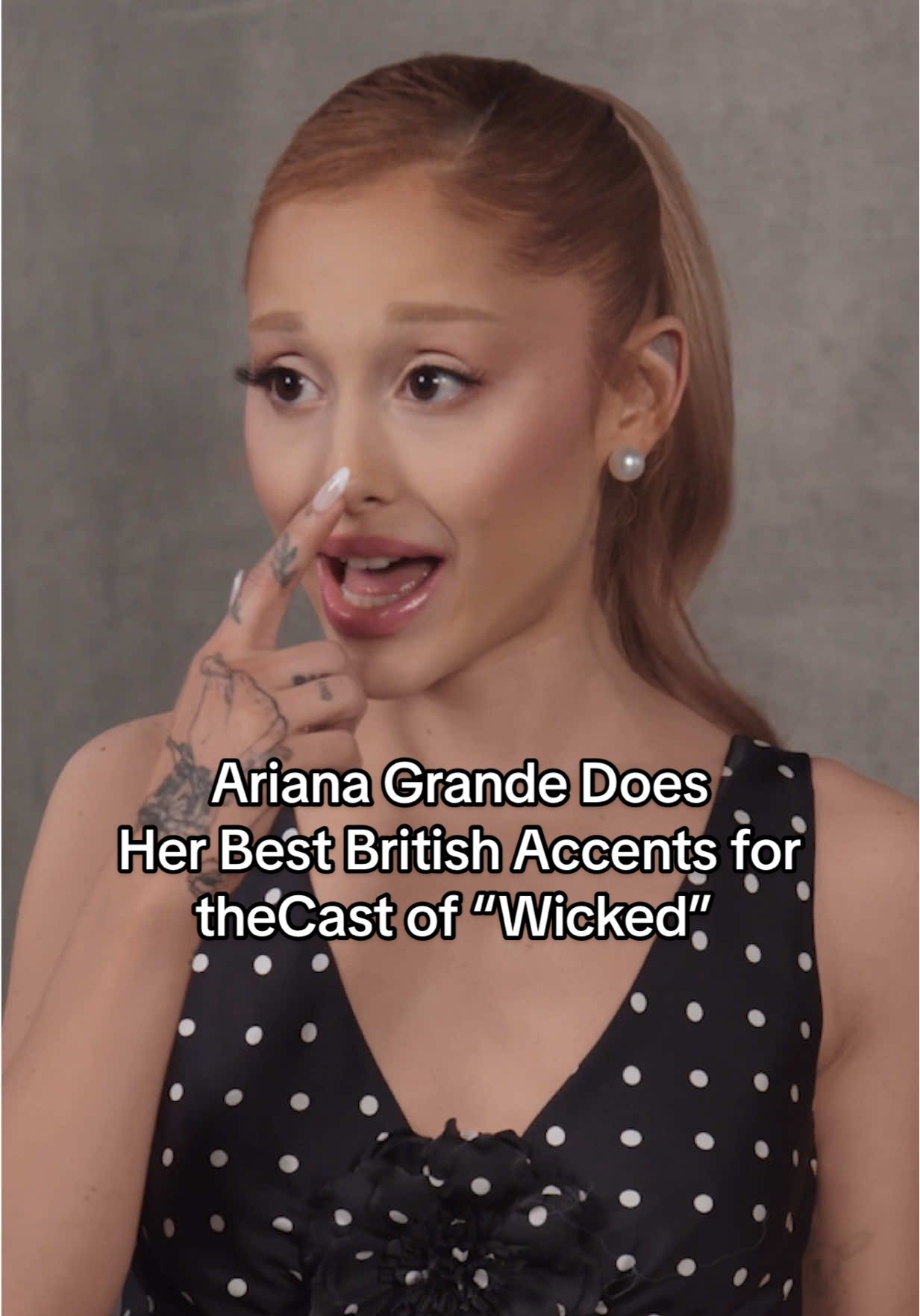 The queen of accents strikes again. For the latest installment of #OfftheCuff, #ArianaGrande, #CynthiaErivo, and #JonathanBailey answer questions about their guilty pleasures, most memorable fashion moments, and more. Lots of silliness ensued. Tap the link in our bio to watch. 