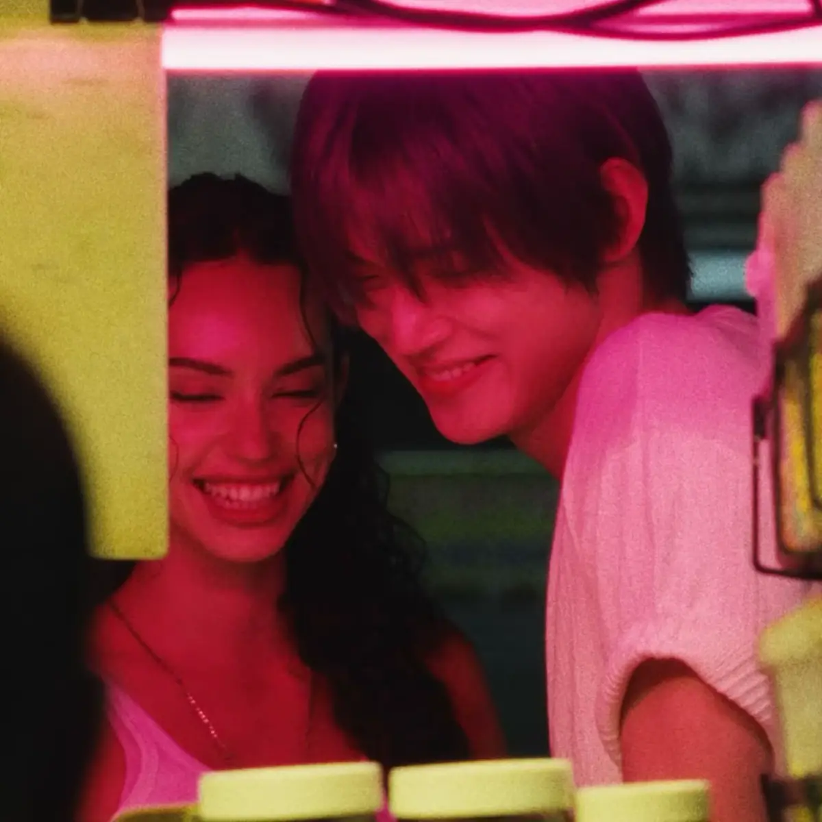 YEONJUN of TXT & Daniela of KATSEYE in YEONJUN ‘s NO LABELS: PART 01 music video… I am never recovering. We need to see Let Me Tell You performed live ❤️‍🔥  #Yeonjun #Daniela #TXT #KATSEYE #MTVCeleb 