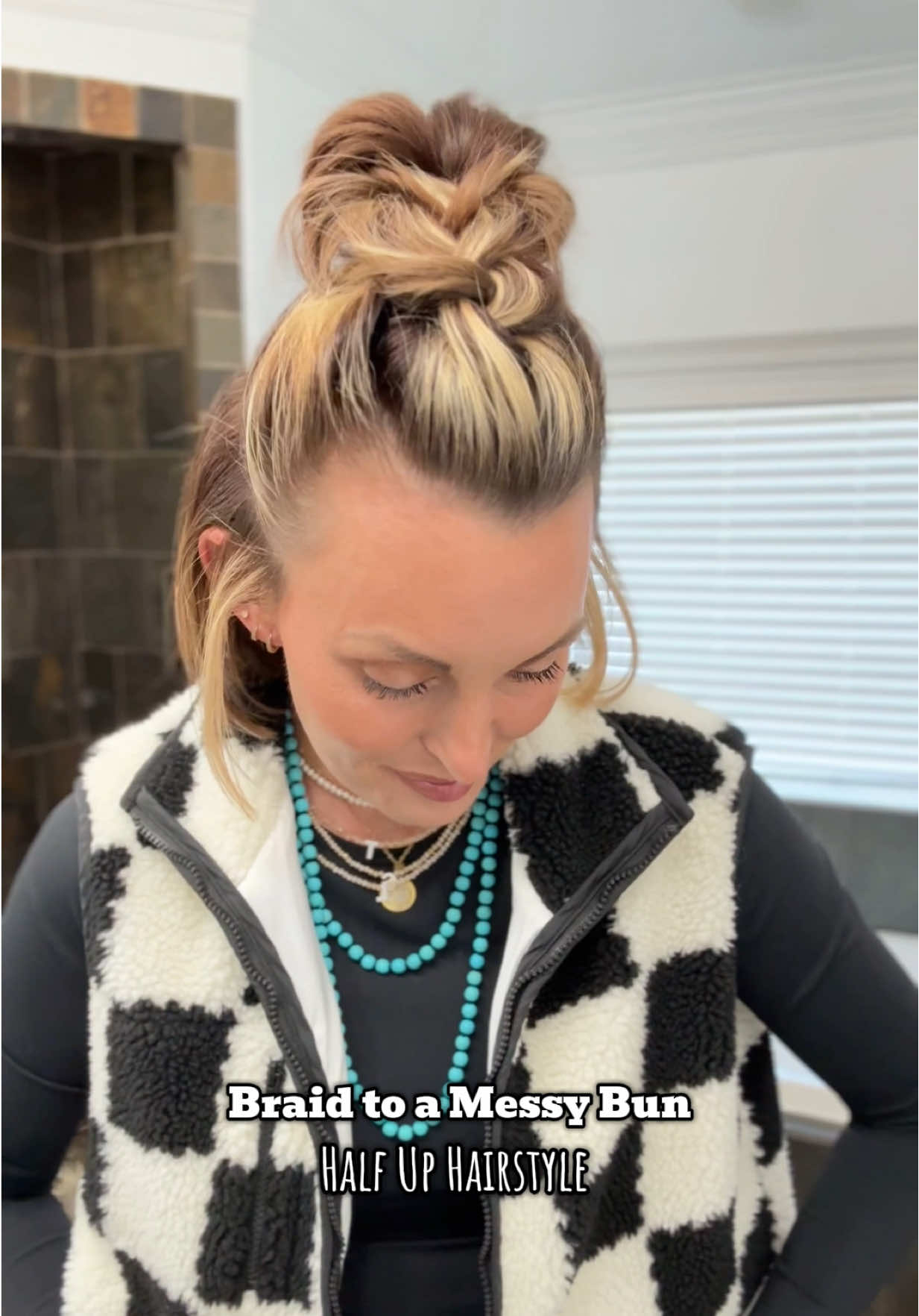 Braid to a Messy Bun Half Up Hairstyle 🩷 