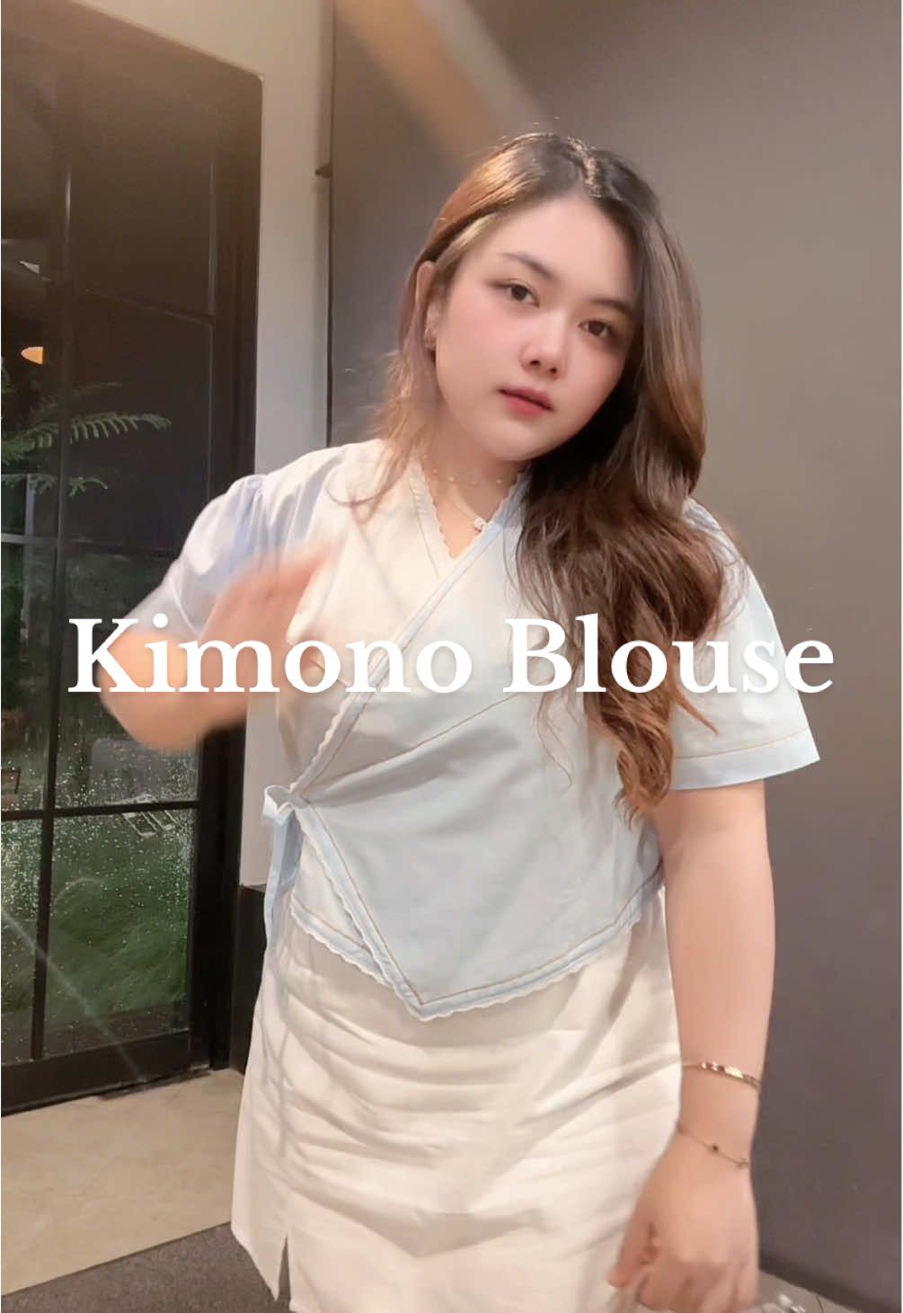 atasan gemes wanita kimono blouse🩵 #kimono #croptop #atasanwanita #midsizefashion 