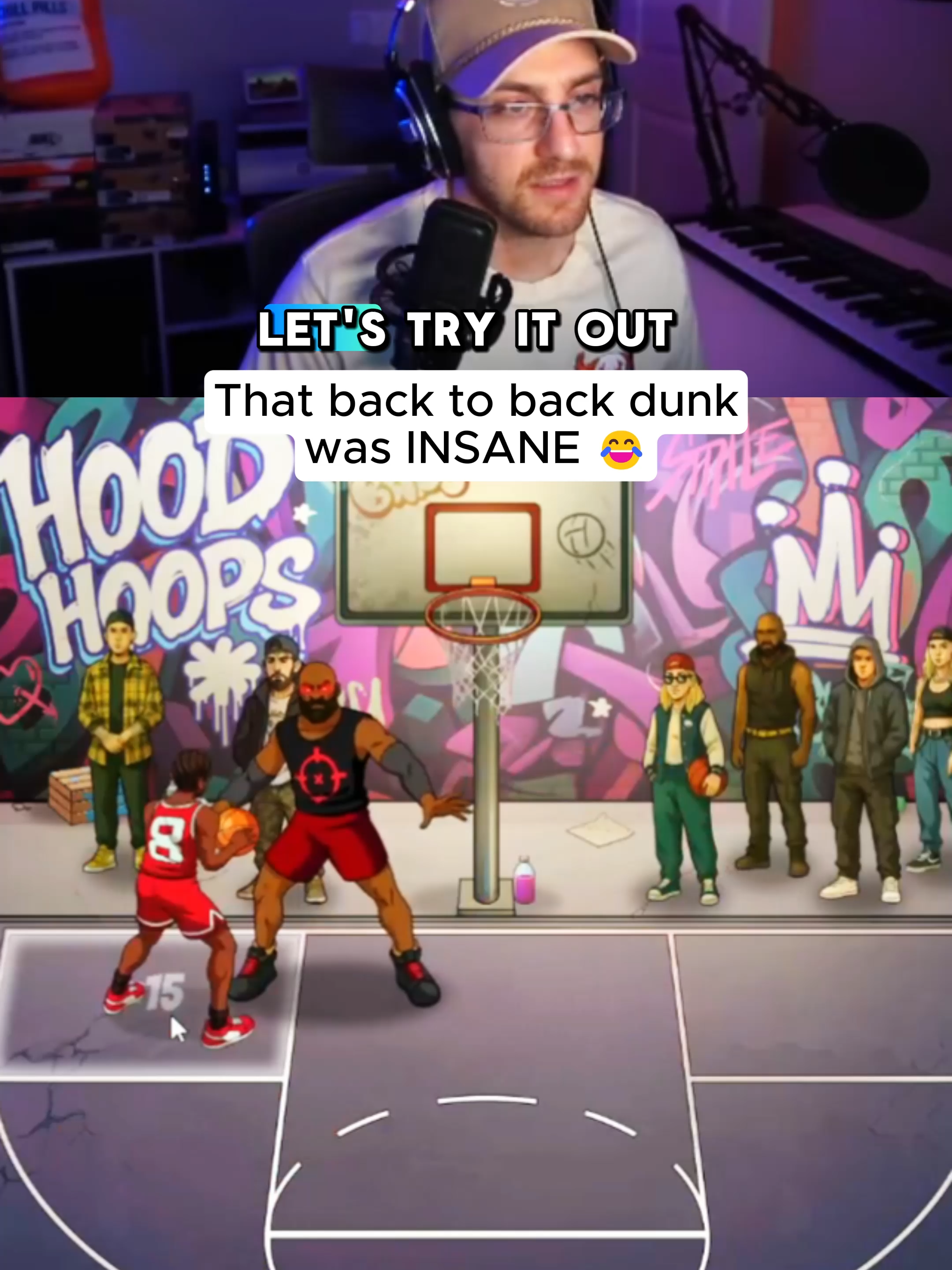 That back to back dunk was INSANE 😂 #fyp #viral #kickstreaming #hoodhoops