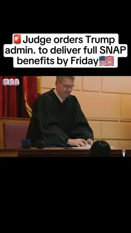 A federal judge ordered the Trump administration to pay full SNAP benefits for November by Friday, rejecting the administration’s plan to partially fund the program during government shutdown. #usa #breakingnews #trump #snap #government 