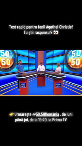 👉Test rapid pentru fanii Agathei Christie! Care dintre aceste romane au fost scrise de celebra regină a misterului?   Dovedește că ești un adevărat detectiv literar!  Urmărește @50:50 România , de luni până joi, de la ora 19:20, la Prima TV   #primatv #5050concurs  #5050romania #5050quiz 
