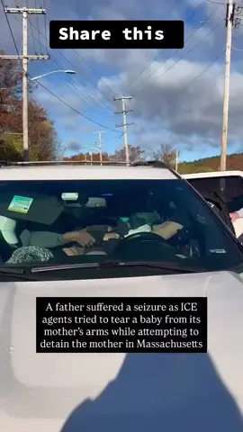 Share this now.  A father suffered a seizure as ICE agents tried to tear a baby from its mother’s arms while attempting to detain the mother in Fitchburg, Massachusetts.  Video: FB: Judy E. McDonald