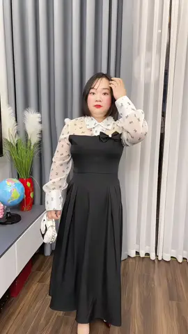 Váy đầm dài tay hoạ tiết nơ duyên dáng #fashion #vaydamxinh #vayxinh 