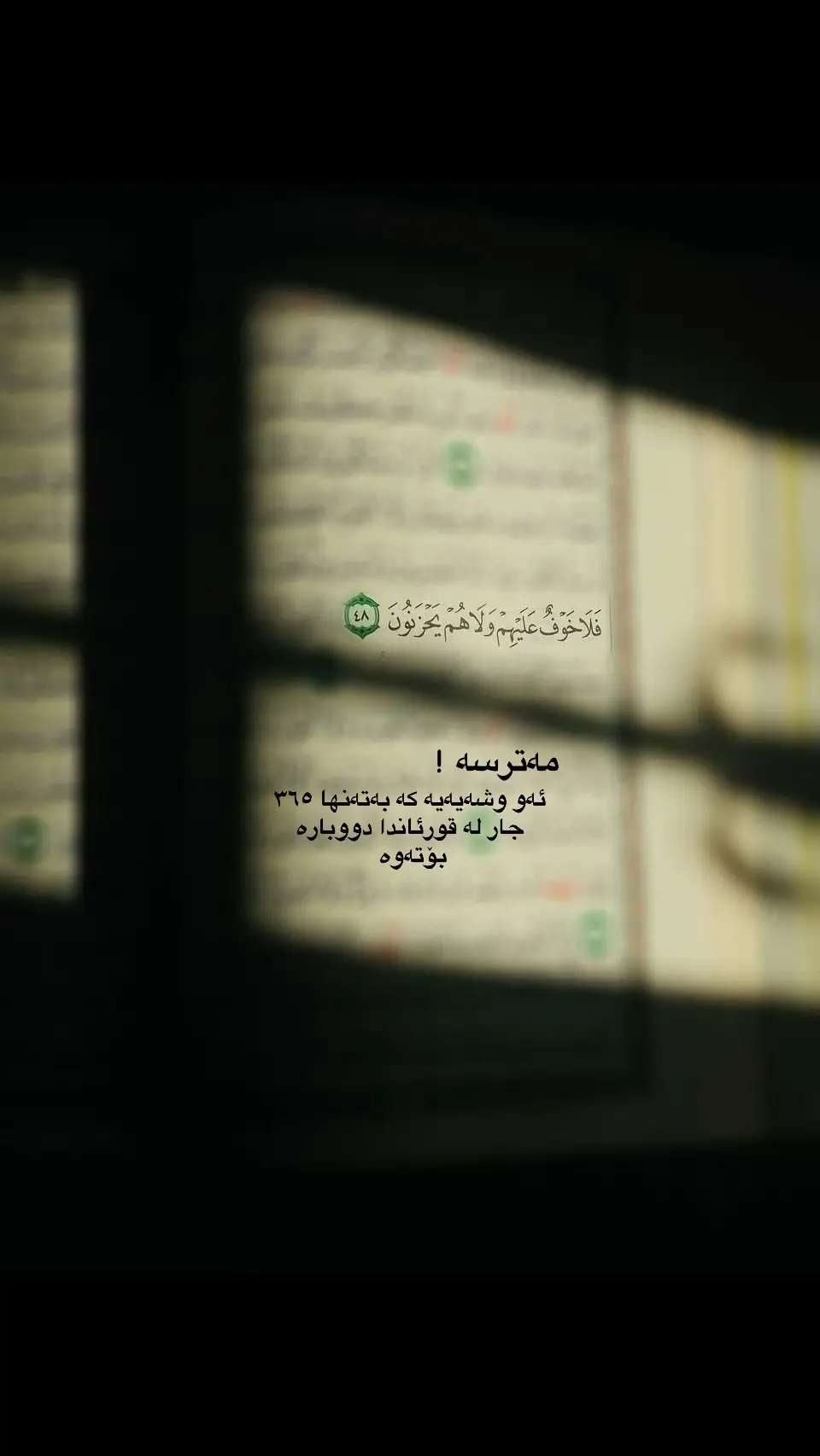 کەواتە لە چی ئەترسی …؟  #قورئانی_پیرۆز #qwran #قورئان #ئیسلام #ولا خوف 