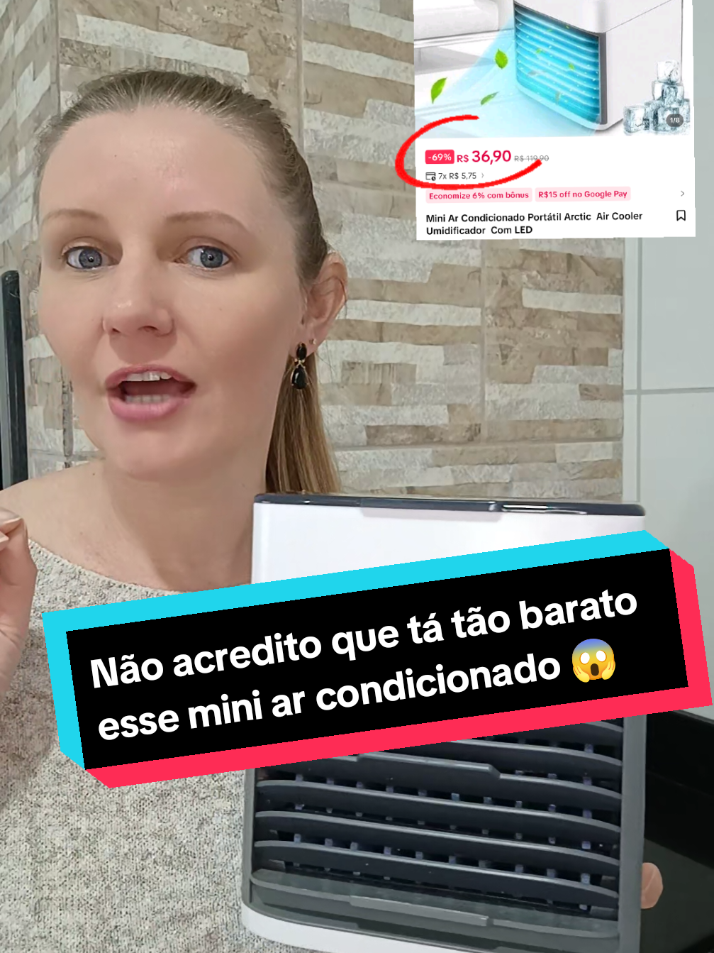 Mini Ar Condicionado Portátil....!#arcondicionado #umidificador #tiktokshopblackfriday #blackfriday #promocao 