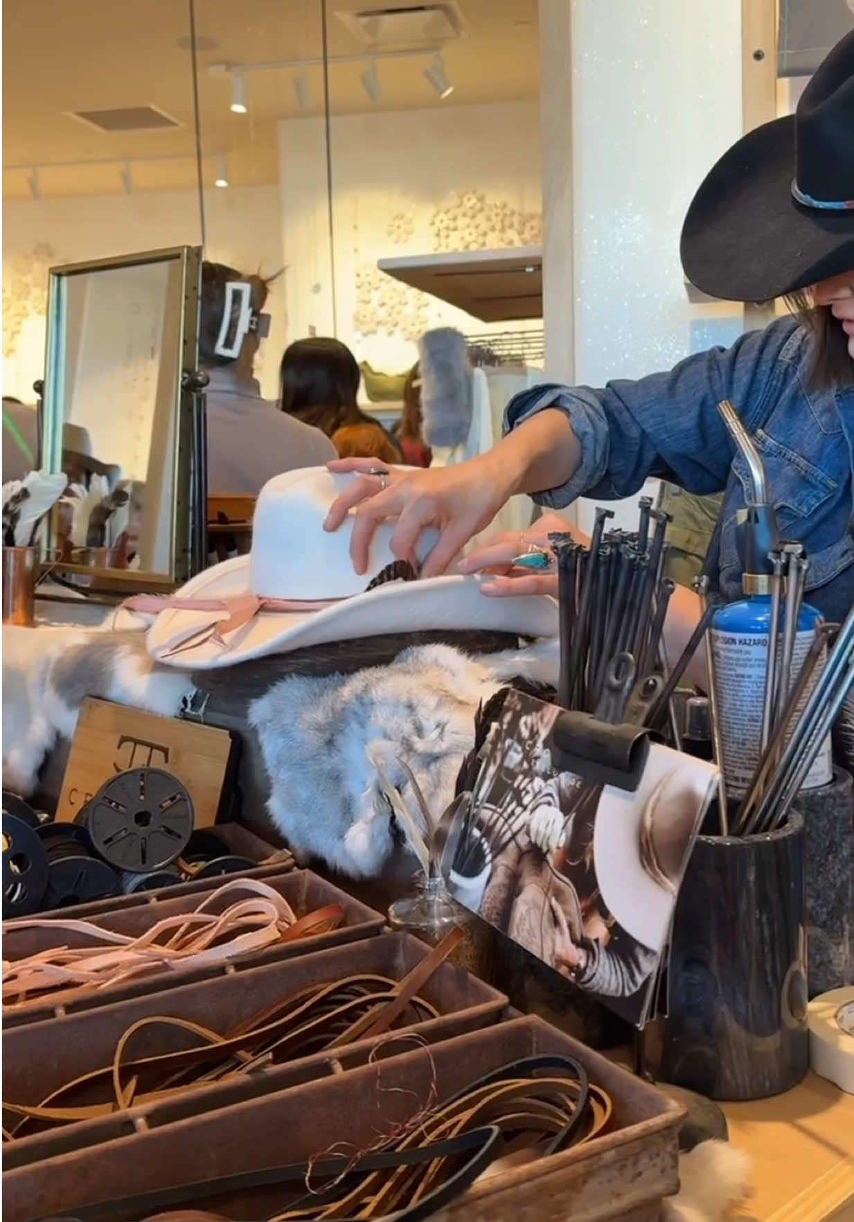 Hi Bozeman! We hosted an event at our new store, & celebrated with cocktails & mocktails featuring spirits from @Bozeman Spirits Distillery & a custom hat bar by @Crossbow Leather & Hats. Come shop at: Gallatin Crossing - 2829 West Main Street, Bozeman, MT. 