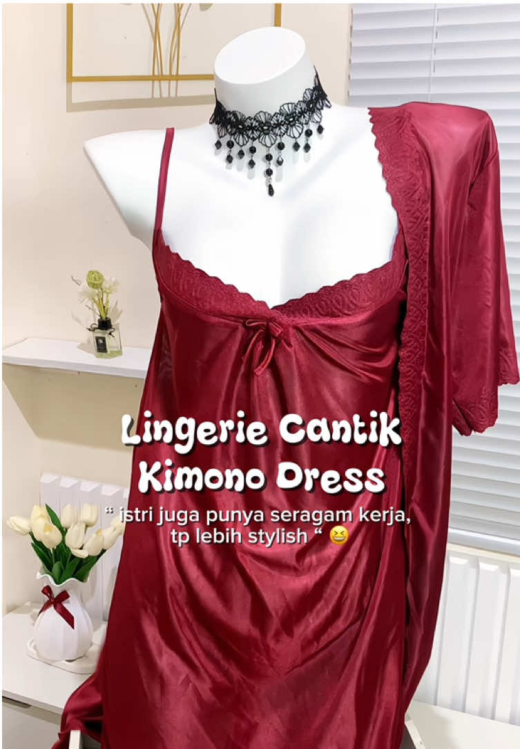 Lingerie cantik kimono dress bahan satin  #lingerie #kimono #bajudinas #bajudinasistri #bajudinasmalam 