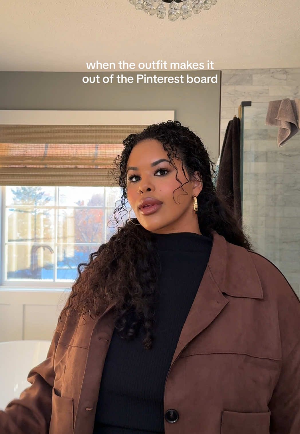 I loveeee when a simple Pinterest outfit comes out exactly as I envisioned 🥲 #pinterest #pinterestaesthetic #workoutfit #fallfashion #blackgirlhair 