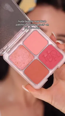 trying huda beauty new blush  palette in ‘toasty peach’ on  fair olive skin 🎀🍑 #hudabeauty #hudabeautyblush 