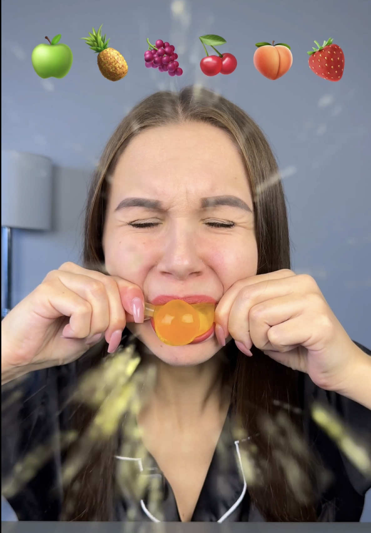 Jelly Fruit ASMR 🍏🍍🍇🍒🍑🍓 #asmr #fruit #jelly #eating 