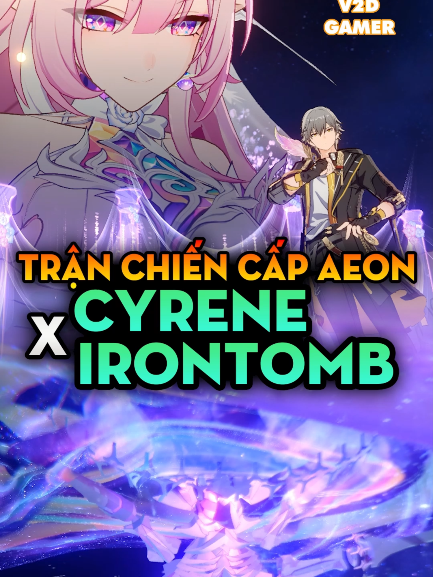 Trận chiến cấp Aeon: Cyrene x Irontomb #HonkaiStarRail #hsrcreators #cyrene #amphoreus #v2dgamer #hsrfanart #phainon #theherta #irontomb