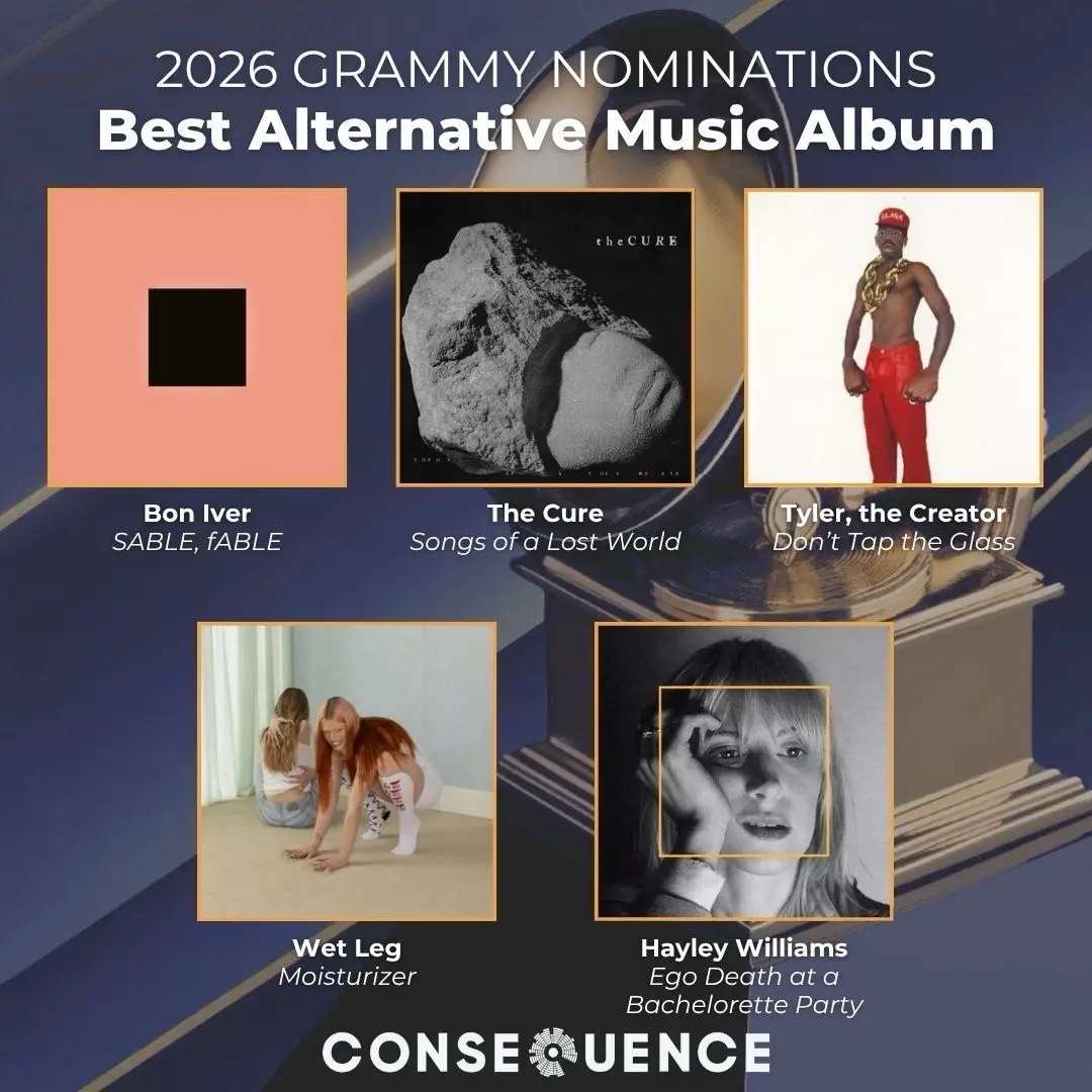 The 2026 Grammy nominees for Best Alternative Music Album: - Bon Iver - SABLE, fABLE - The Cure - Songs of a Lost World - Tyler, the Creator - DON'T TAP THE GLASS - Wet Leg - moisturizer - Hayley Williams - Ego Death at a Bachelorette Party #grammys #grammys2026 #thecure #wetleg #hayleywilliams 