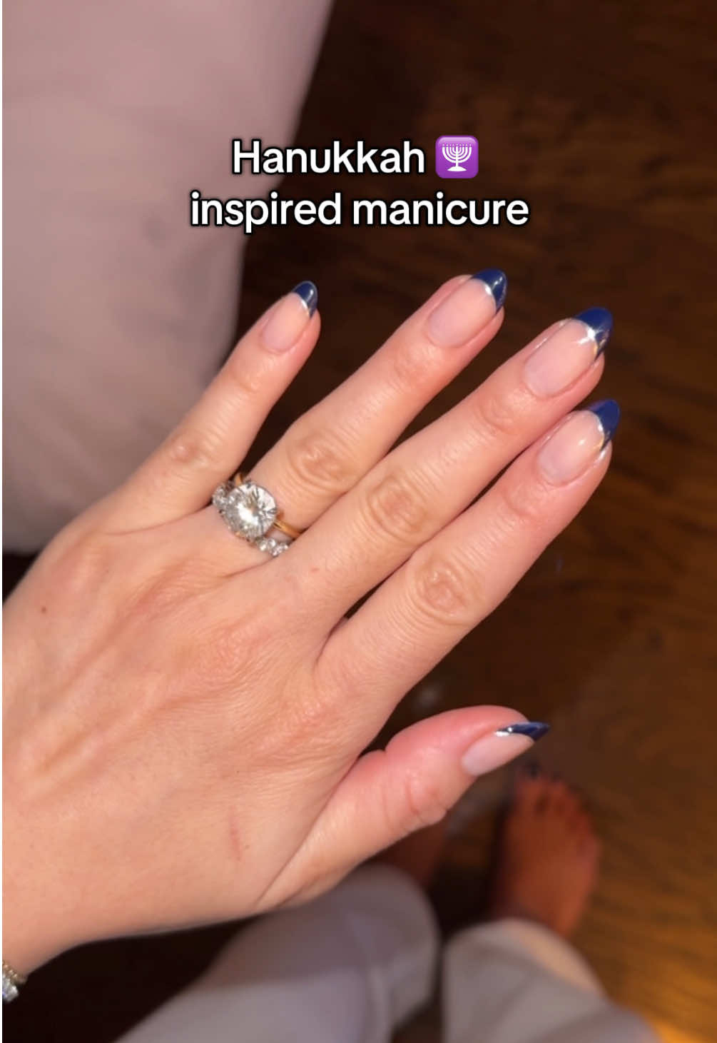 Hanukkah 🕎 inspired manicure… this is the design I did last year, send me some inspo in the comment section for this years Hanukkah mani 💙 #hanukkah #happyhanukkah #hanukkahnails #manicure #jewishtiktok 