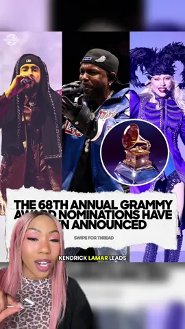 The 2026 Grammy nominations are in!! Who are you rooting for and who got snubbed this year?🏆👀 #grammynominations #grammys #kendricklamar #badbunny #ladygaga