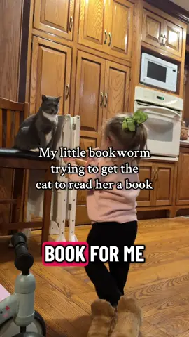 After everyone in the house had read her this book, she resorted to asking the cat to read it to her! #toddler #funnytoddler #catandtoddler #catandbaby #funnycat 