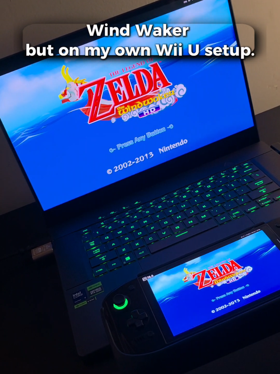Just playing Wind Waker the way I wish it always was. Laptop + Cemu + Odin 2 Portal. #retrogaming #pcgaming #gaming #zelda #videogames 