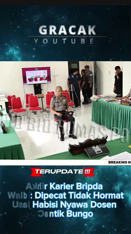 Sidang Kode Etik Polda Jambi Putuskan Bripda Waldi Aldiyat Dipecat Tidak Hormat Pada hari Jum'at tanggal 07 November 2025 sekira pukul 08.30 Wib bertempat di Lantai II Gedung Siginjai Mapolda Jambi, telah dilaksanakan Sidang Kode Etik Profesi Polri Terduga Pelanggar Bripda Waldi Aldiyat, Jabatan Ba Sie Propam Polres Tebo. B. Hadir dalam Sidang : 1. Ketua Sidang Plt. Kabid Propam AKBP Pendri Erison. S.Pd., M. M; 2. Wakil Ketua Sidang KOMPOL Muhtar Efendi Kabagpsi Biro SDM 3. Anggota Sidang KOMPOL Yumika Putra, S.H., M.H. Kasubbag Dumasan Itwasda 4. Penuntut a. KOMPOL Andi Musahar SH Kasubbidwabprof b. IPDA Ponco Prio Wibowo SH 5. Provos Polda Jambi AIPDA Agus 6. Terduga Pelanggar Ba Polres Tebo BRIPDA Waldi Aldiyat  7. Saksi yang dihadirkan pada saat sidang KKEP  sebanyak 8 orang yang terdiri dari 4 orang personil polri , 1 orang Dokter RS. Bhayangkara dan 3 orang kerabat korban. C. Pasal yang dilanggar: 1. Pasal 13 ayat (1) PPRI Nomor 1 Tahun 2003 tentang pemberhentian anggota kepolisian negara Republik Indonesia yang berbunyi anggota kepolisian Negara Republik Indonesia dapat diberhentikan tidak dengan hormat dari dinas kepolisian Negara Republik Indonesia karena melanggar sumpah/janji anggota kepolisian negara Republik Indonesia, sumpah/janji jabatan dan atau kode etik profesi Kepolisian Negara Republik Indonesia.  2. Pasal 14 Ayat (1) huruf B PPRI  Nomor 1 Tahun 2002 tentang pemberhentian anggota kepolisian Negara Republik Indonesia tentang anggota kepolisian Negara Republik Indonesia diberhentikan tidak dengan hormaf dari dinas Kepolisian Negara Republik Indonesia yang apabila melakukan perbuatan dan berprilaku yang dapat merugkan dinas kepolisian. D. Hasil  putusan sidang KKEP : 1. Perilaku terlanggar dinyatakan sebagai perbuatan tercela 2. Direkomendasikan Pemberhentian Tidak Dengan Hormat (PTDH) dari anggota Polri. 3. Pelanggar atas nama Bripda Waldi Aldiyat jabatan Ba Sie Propam Polres Tebo menerima atas putusan yang telah dibacakan oleh Komisi Kode Etik Profesi Polri. Sekira Pukul 21.55 WIB sidang KKEP telah selesai dilaksanakan. #fyp #kepolisian @Cakapcuap x KilasPolitik @Dor-Dor @PRABOWO SUBIANTO @POLRI @Aunty Mela 