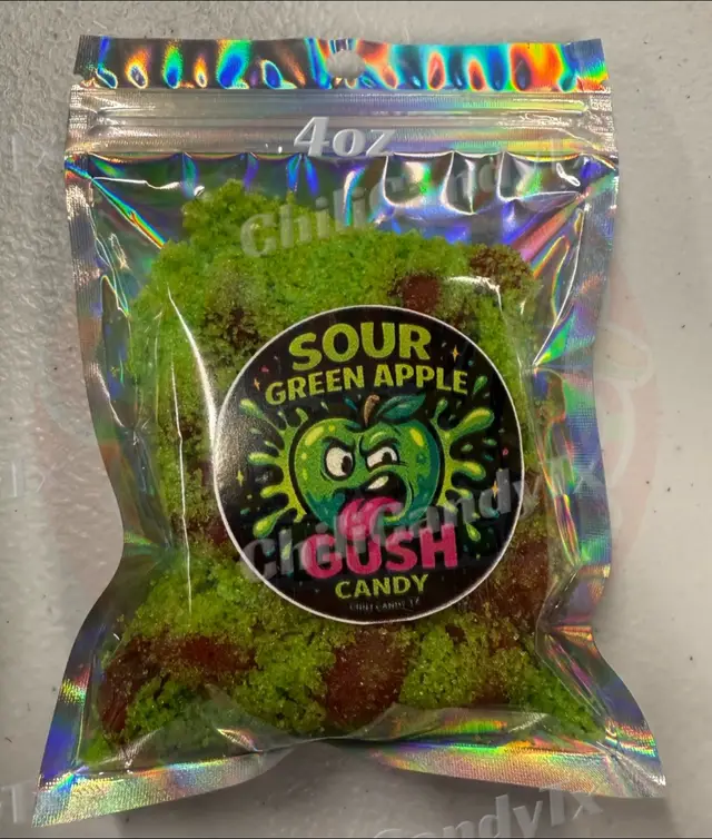 Check out this 4oz sour green apple Gush candy#candy #chilicandytx #viral #fypシ 