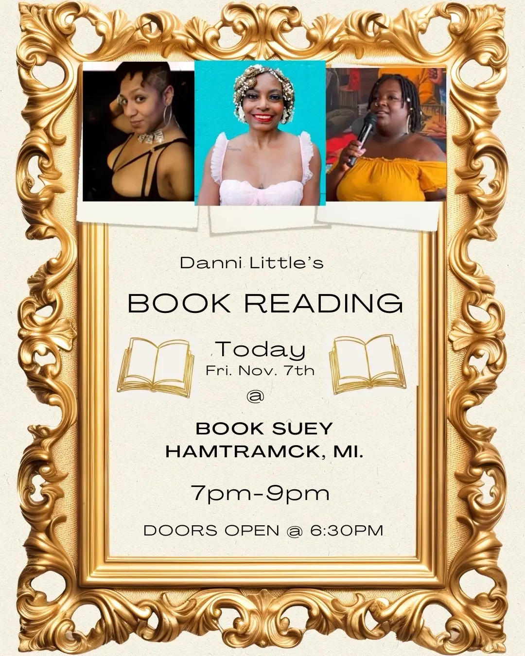 To my Literacy Lovers, the folk's who read to grow. Today, we convene, today we appreciate those in our community who deserve a little praise for their accomplishments. @thepoetnuerasunshine is such an incredible light, @koffee_darknsweet is a beautiful mastermind & me well, I'm just a talented little -unt.  Come out & see us, share dialogue, gain insight, be a contributor to community & peace. #detroitevents #bookreadingtime We appreciate support in any form 📖💛✨