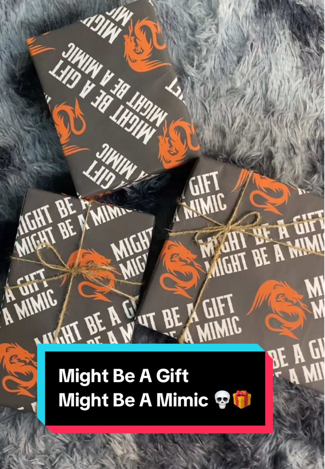 Might Be A Gift, Might Be A Mimic! 🎁💀 Funny gift wrap for DnD players who trust no gift boxes #dnd #dndplayer #dungeonsanddragons #funnygiftwrapping #christmasgiftideas 