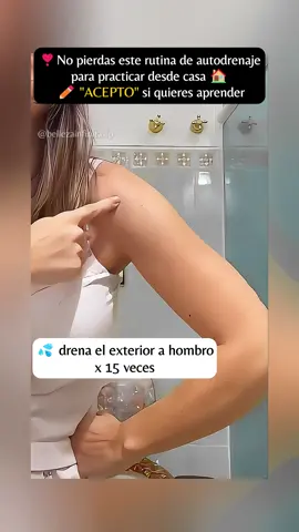 💪Este es el mejor drenaje que puedes hacer en brazos ❇️ para favorecer el drenaje natural💧 y mejorar su firmeza ✨. Inicia estimulando ganglios en axila 🌀, luego realiza deslizamientos suaves hacia la axila 🔄 para movilizar los líquidos retenidos y continúa con los pasos. Al practicar estos movimientos 📆, notarás cómo mejora la textura de la piel 🍊 y los brazos se sienten más ligeros y tonificados de manera natural 🌿. #autodrenaje #drenajelinfatico #brazos #reductor #flacidez #bienestar #mujer #natural #relax #salud #belleza #vidasana #masajes #estetica #spa #lymphaticdrainage #arms #selfmassage #wellness #SelfCare #bodysculpting #beauty #health #relaxation #selflove #skintightening #slimming #toning #bodycare #Fitness #healthylifestyle