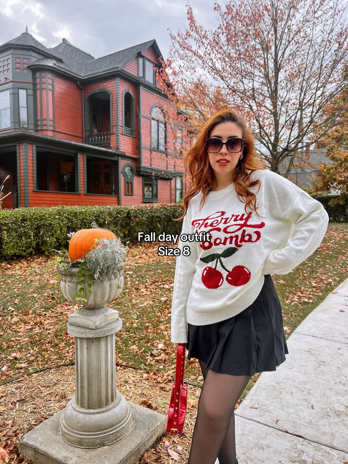 I'm your ch-ch-ch-cherry bomb 🍒✨  My whole outfit is @ROMWE  #outfitinspo #fallfashion #fallstyle #casualoutfits #outfitideas 