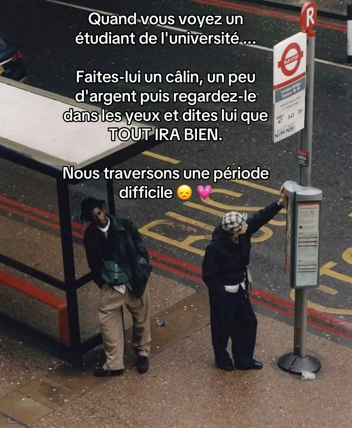 Quand vous voyez un étudiant de l'université ... Faites-lui un câlin, un peu d'argent puis regardez-le dans les yeux et dites lui que TOUT IRA BIEN. Nous traversons une période difficile 😞 #etudiant #soufrance #motivacion 