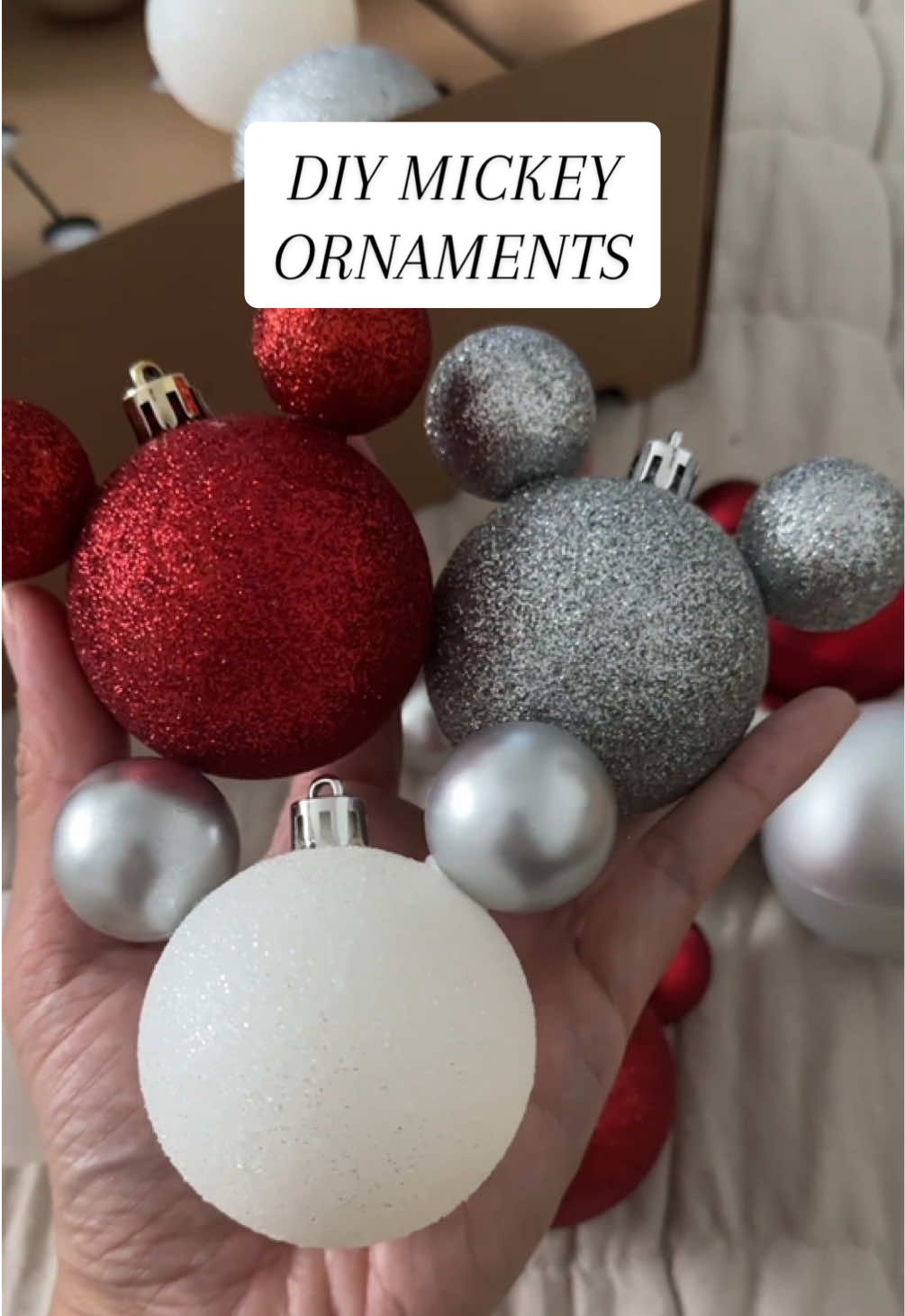 Easy and Inexpensive DIY Mickey Mouse Ornaments #diyornaments #diychristmasdecor #disneychristmas #mickeyornaments #disneyornaments 