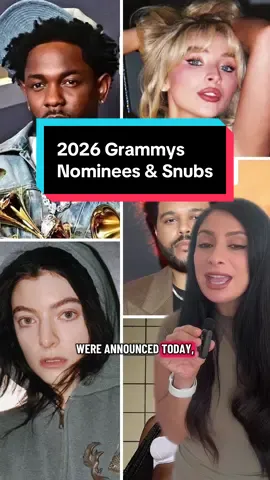2026 Grammys Nominees & Snubs #kendricklamar #grammys #grammys2026 #riristea #rivetsoro@GRAMMYS @Recording Academy @Sabrina Carpenter @Bad Bunny @ladygaga 