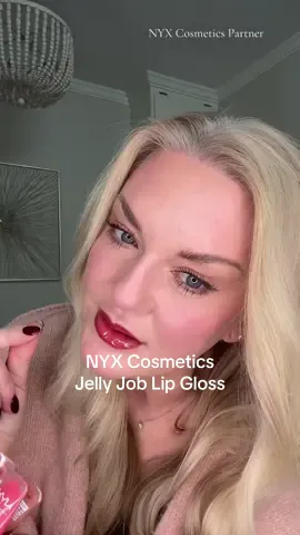 Jelly Job Lip Gloss! It comes in 16 different shimmer & pure-shine shades, is formulated with a Peptide Complex, and smells like deliciously sweet cherries! 🍒 #NYXCosmeticsPartner @NYX Professional Makeup #jellyjob #lipgloss #nyxcosmetics #nyxcosmeticspartner 
