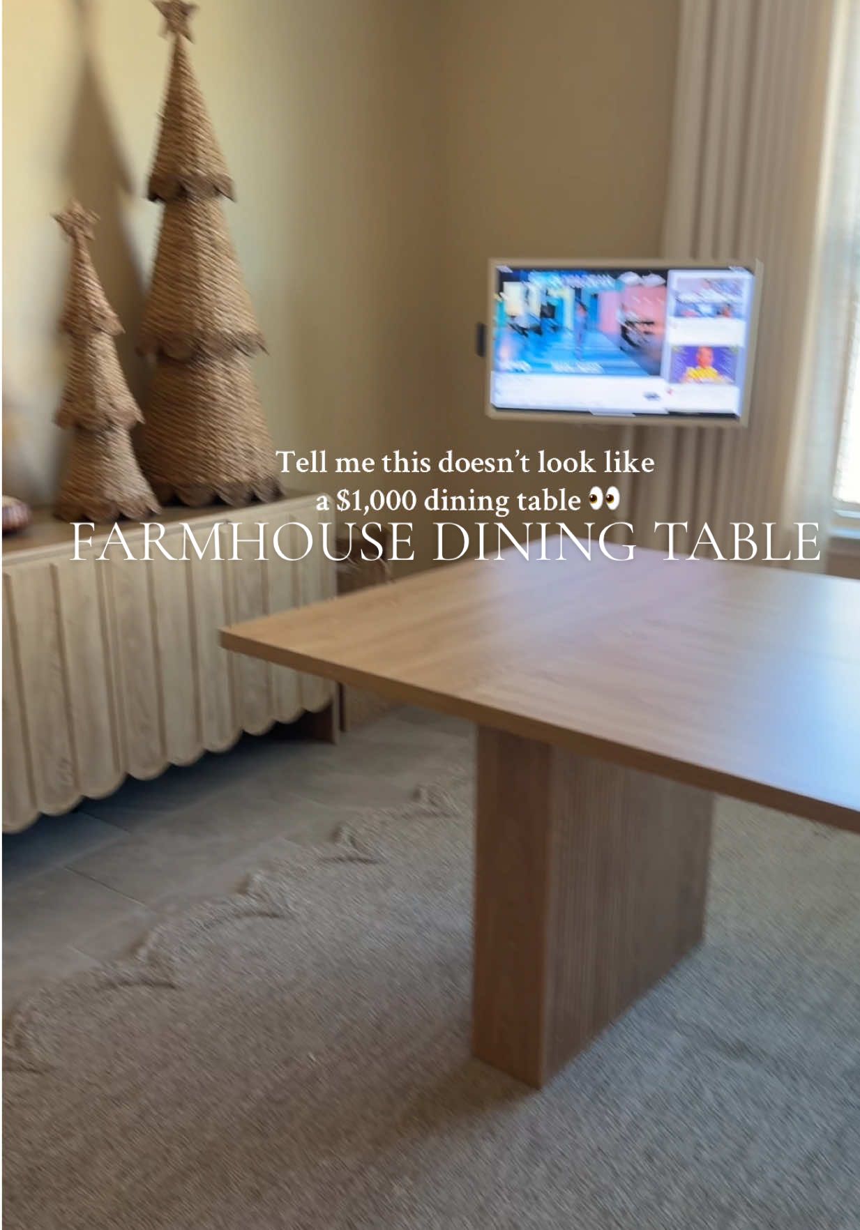 This 78” modern farmhouse table looks so high-end for the price. It’s sturdy, easy to assemble, and big enough for family dinners or hosting nights. Total statement piece without the splurge! #TikTokShopBlackFriday #TikTokShopCreatorPicks #homedecor #diningroommakeover #modernfarmhouse 