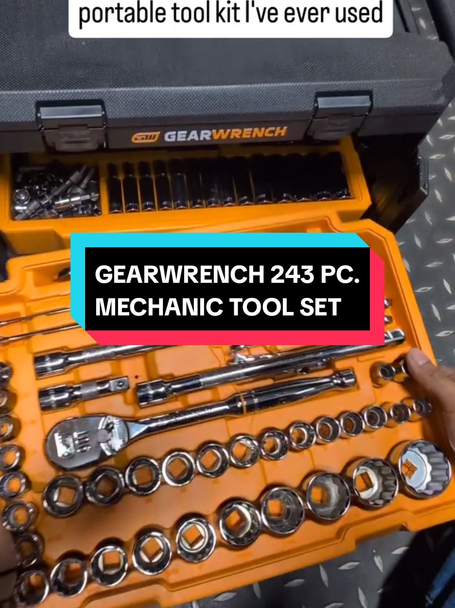 The GEARWRENCH 243 PC. 6 point mechanic tool set has everything you need and more, including the must-have 90-tooth ratchets in all three drives. #gearwrench #mechanic #handtools #toolset #tiktokmademebuyit 