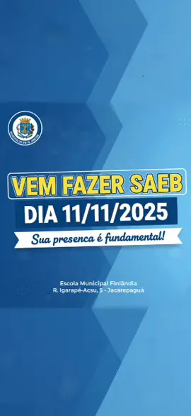 Nova data, mesma missão! 🚀 Prepare-se para mostrar tudo o que aprendeu na prova do SAEB! 💡📘 dia 11/11 #saeb #escola #prova #ensinomedio 
